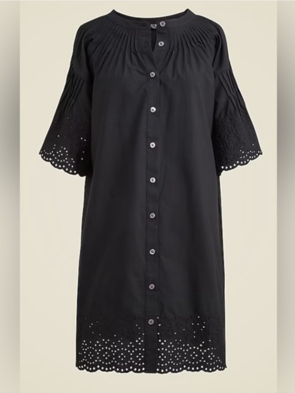 J. Crew Black Jolie Dress in Eyelet Cotton Poplin, XL (Could Fit 2XL)